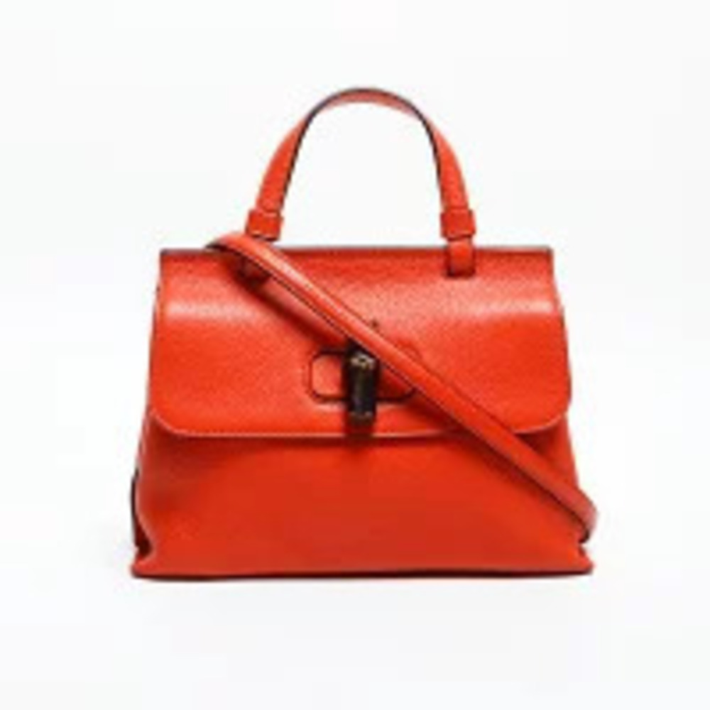 Gucci Bamboo Bag Daily Leather Shoulder Orange